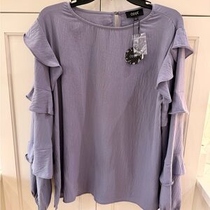 ODDY Lilac Ruffle Sleeve Blouse For Love and Ruffles Lavender Grey top